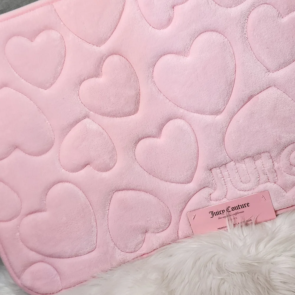 Juicy Couture Pink Heart Memory foam Bath Rug New